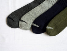 Load image into Gallery viewer, NISHIGUCHI KUTSUSHITA | Wool Ribbed Socks | Khaki - LONDØNWORKS