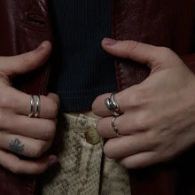 Load image into Gallery viewer, ARTEMIS | Staple Teardrop Ring | Silver - LONDØNWORKS