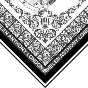 HELEN ANTHONY | Small Silk Foulard Scarf | Black & White - LONDØNWORKS