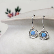 Load image into Gallery viewer, BANYAN JEWELLERY | Organic Silver Hook Earrings | Pale Blue Opal - LONDØNWORKS