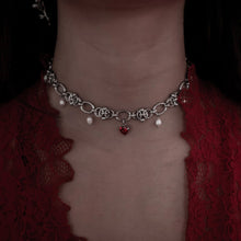 Load image into Gallery viewer, MYSTICUM LUNA | Scarlet Grace Pearl Choker | Stainless Steel - LONDØNWORKS