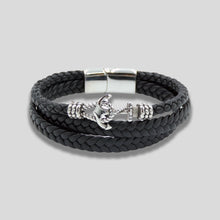 Load image into Gallery viewer, GLEN OGAL GROUP | Anchor & Hook Multi-Layer Leather Bracelet| Black - LONDØNWORKS