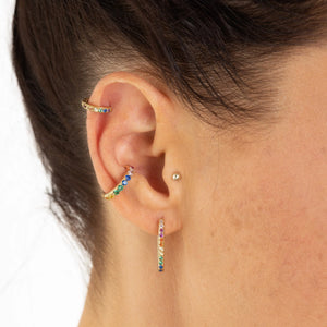 SCREAM PRETTY | Huggie Earrings with Rainbow Stones | Gold Plated - LONDØNWORKS