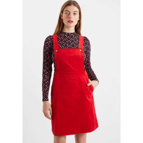 LOUCHE | Sofya Baby Cord Mini Pinafore Dress | Red - LONDØNWORKS
