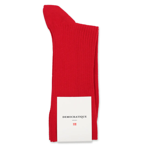 DEMOCRATIQUE SOCKS | Fine Rib Organic Cotton Socks | Mailbox Red - LONDØNWORKS
