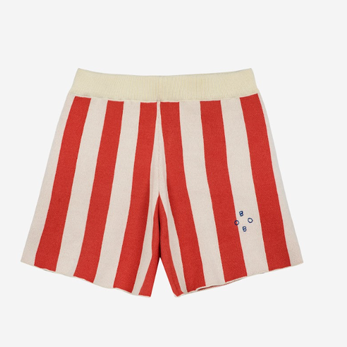 BOBO CHOSES | Striped Knitted Shorts | Burgundy Red - LONDØNWORKS