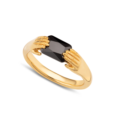 SCREAM PRETTY | Fede Ring With Black Stone | Gold Plated - LONDØNWORKS