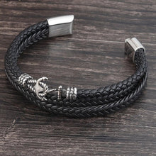 Load image into Gallery viewer, GLEN OGAL GROUP | Anchor & Hook Multi-Layer Leather Bracelet| Black - LONDØNWORKS