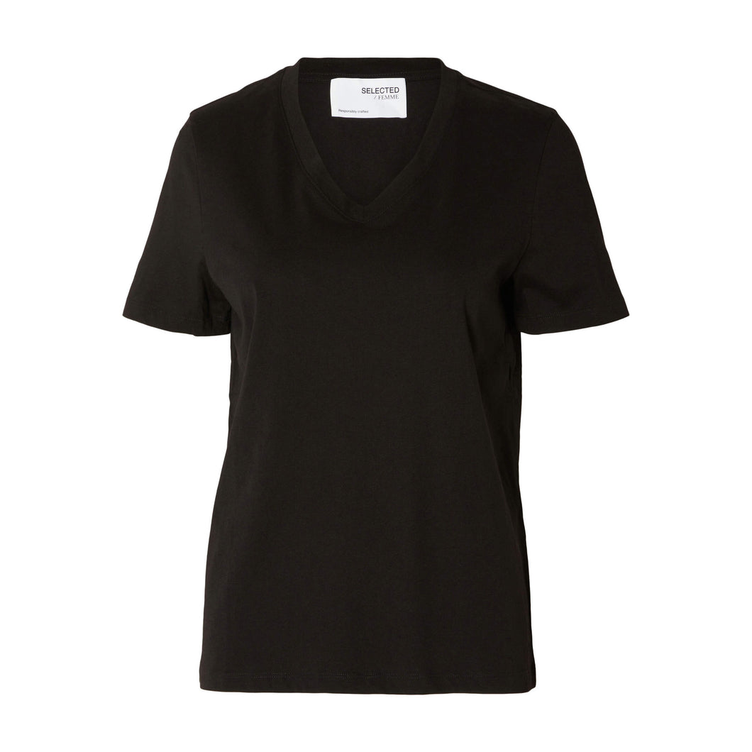 SELECTED FEMME | Classic Organic Cotton T-Shirt | Black - LONDØNWORKS