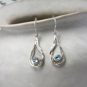 BANYAN JEWELLERY | Organic Silver Teardrop Earrings | Blue Topaz - LONDØNWORKS