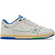 Load image into Gallery viewer, HUMMEL | Power Play LX-E AP1 Court Trainers | White-Blue-Green - LONDØNWORKS