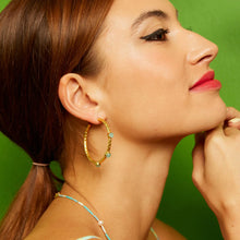 Load image into Gallery viewer, ASHIANA | Cruise Aqua Chalcedony Large Hoops | Gold - LONDØNWORKS
