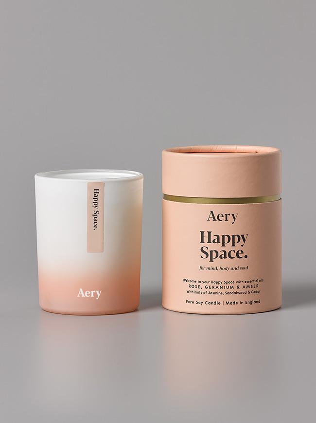 AERY Happy Space Scented Candle Rose Geranium & Amber LONDØNWORKS