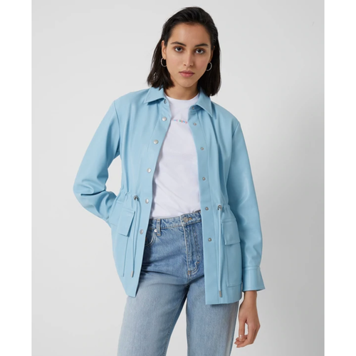 FRENCH CONNECTION | Etta Recycled Vegan Leather Jacket | Dusty Blue - LONDØNWORKS
