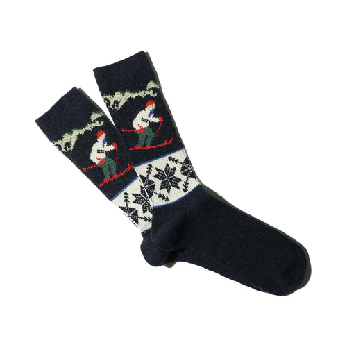 ANONYMOUSISM | Ski Jacquard Wool Crew Socks | Navy - LONDØNWORKS