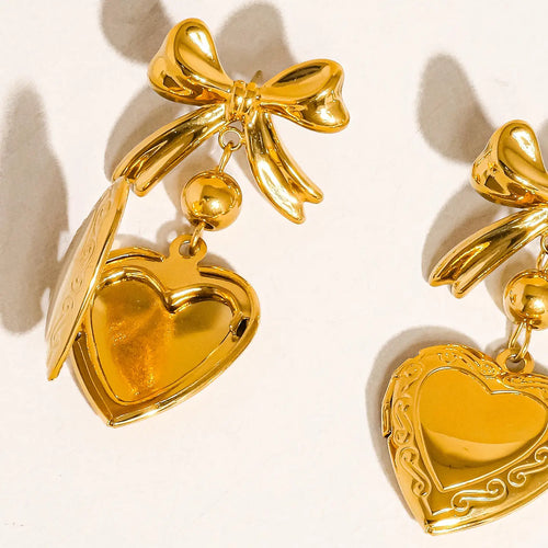 FLANERIE ACCESSORIES | Keryn Heart & Bow Locket Earrings - LONDØNWORKS