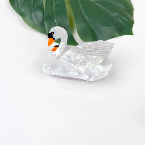 THE DIVA SOAP | Acetate Swan Hair Claw Clip | White