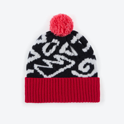 MISS POMPOM | Doodle Wool Bobble Hat | Black - LONDØNWORKS