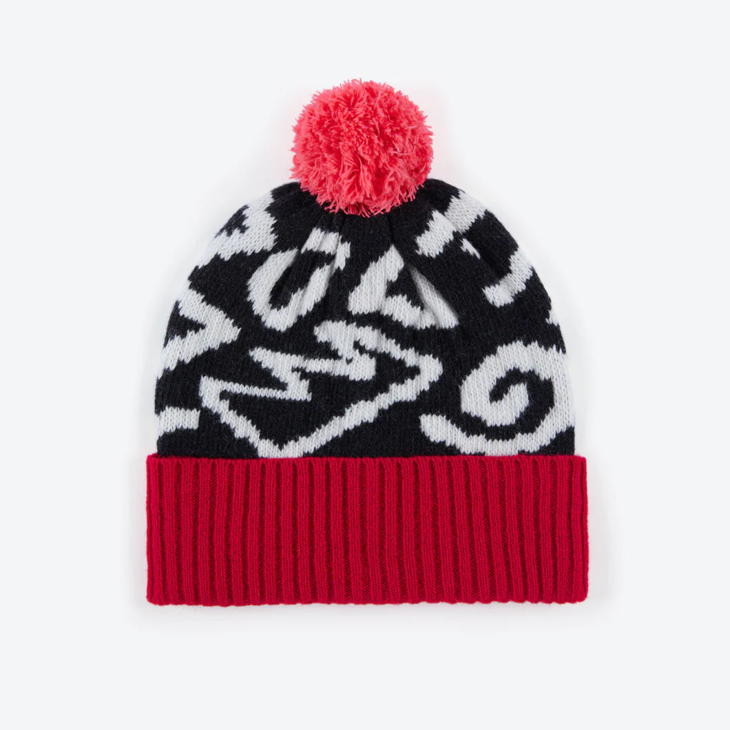 MISS POMPOM | Doodle Wool Bobble Hat | Black - LONDØNWORKS