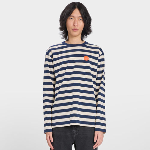 LOREAK MENDIAN | Striped Dot M T-Shirt | Ecru/Blue