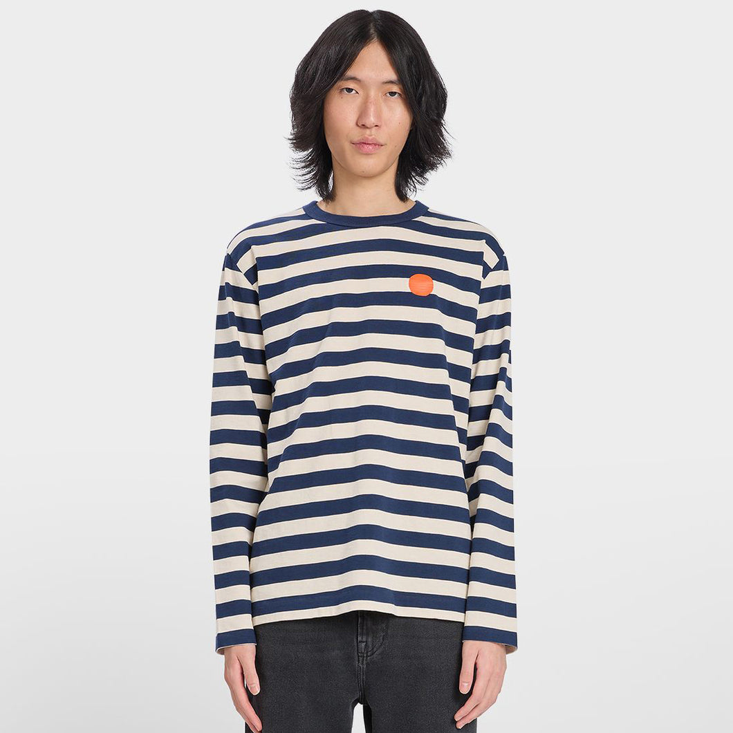 LOREAK MENDIAN | Striped Dot M T-Shirt | Ecru/Blue