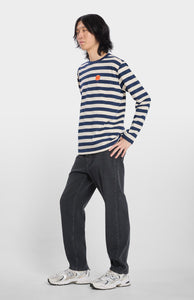 LOREAK MENDIAN | Striped Dot M T-Shirt | Ecru/Blue