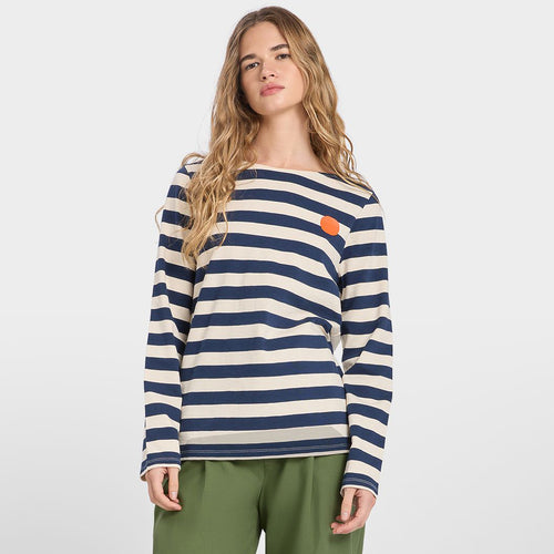 LOREAK MENDIAN | Striped Dot W T-Shirt | Ecru/Blue