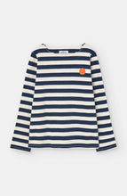 Load image into Gallery viewer, LOREAK MENDIAN | Striped Dot W T-Shirt | Ecru/Blue