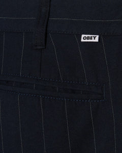 OBEY | Dean Stripe Pleated Pants | Midnight Navy - LONDØNWORKS