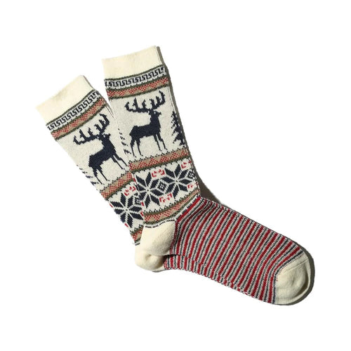 ANONYMOUSISM | Deer Snow Jacquard Wool Socks | Off White - LONDØNWORKS