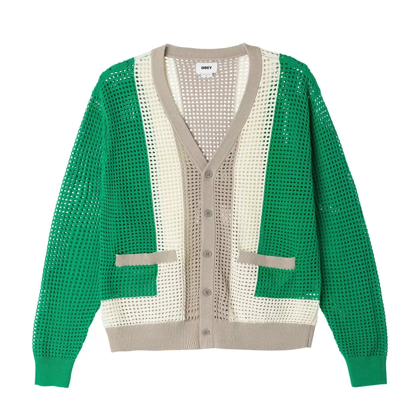 【中古】OBEY 22AW TEMPLE CARDIGAN Obey Mens Knitted Temple Cardigan Digital Violet Purple