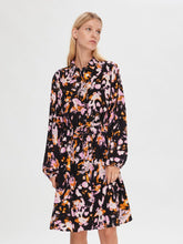 Load image into Gallery viewer, SELECTED FEMME | Printed Long Sleeve Mini Dress | Black/Multi - LONDØNWORKS