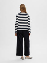 Load image into Gallery viewer, SELECTED FEMME | Essential Long Sleeve Striped Boxy Tee | Dark Sapphire &amp; Bright White - LONDØNWORKS