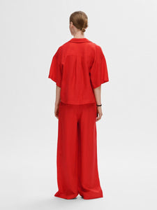 SELECTED FEMME | Lyra Wide Linen Trousers | Scarlet Flame - LONDØNWORKS
