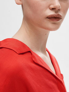 SELECTED FEMME | Lyra Boxy Linen Shirt | Scarlet Flame - LONDØNWORKS
