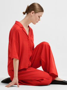SELECTED FEMME | Lyra Boxy Linen Shirt | Scarlet Flame - LONDØNWORKS