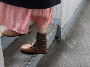 NISHIGUCHI KUTSUSHITA | Hemp Cotton Ribbed Socks | Lantern Orange