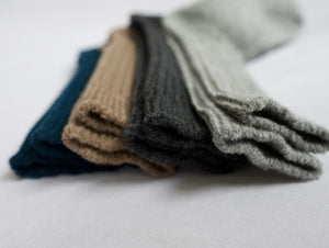 NISHIGUCHI KUTSUSHITA | Wool Ribbed Socks | Khaki - LONDØNWORKS