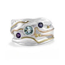 Load image into Gallery viewer, BANYAN JEWELLERY | Handmade Sterling Silver Ring | Topaz &amp; Gold Details - LONDØNWORKS