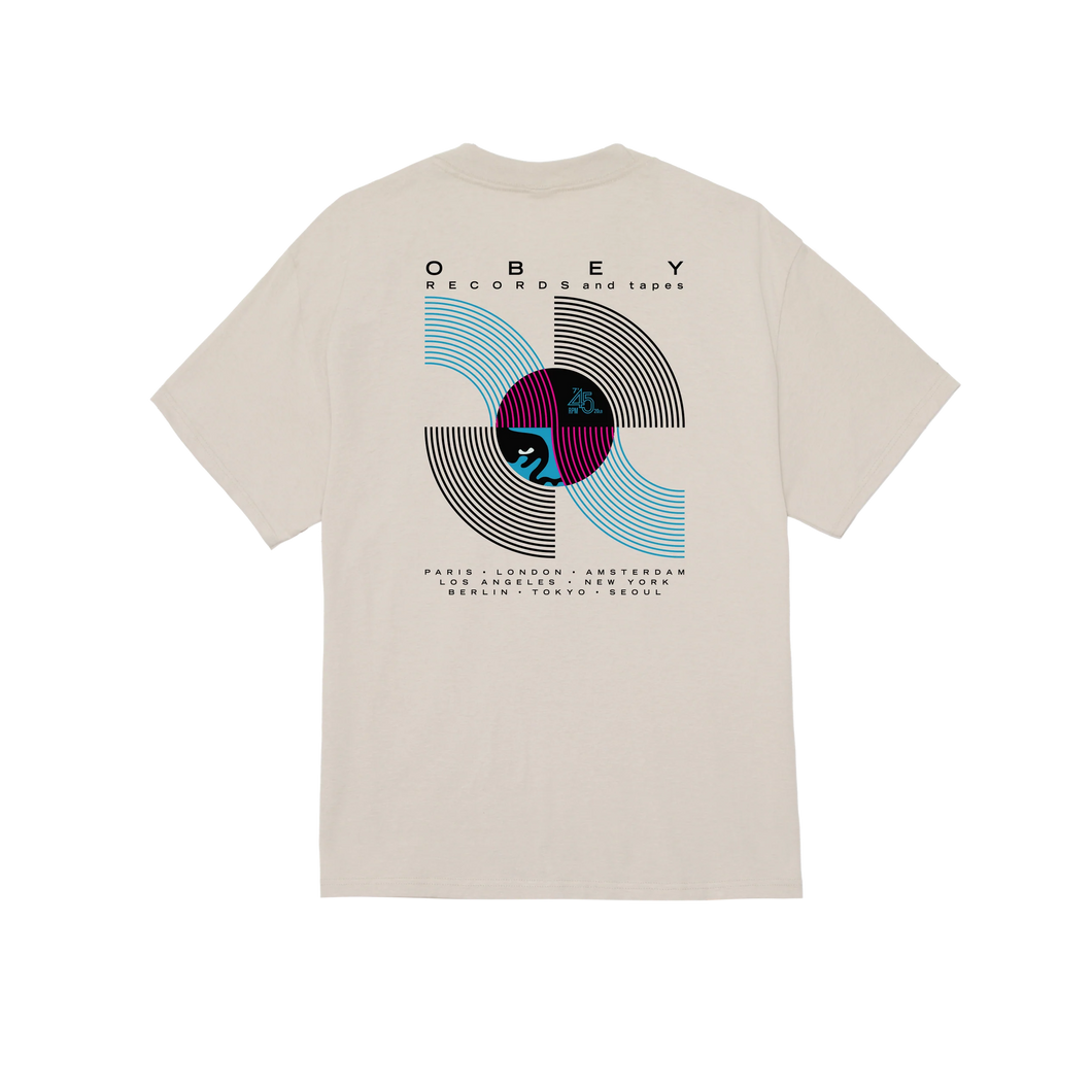 OBEY | Records And Tapes T-Shirt | Silver Grey - LONDØNWORKS
