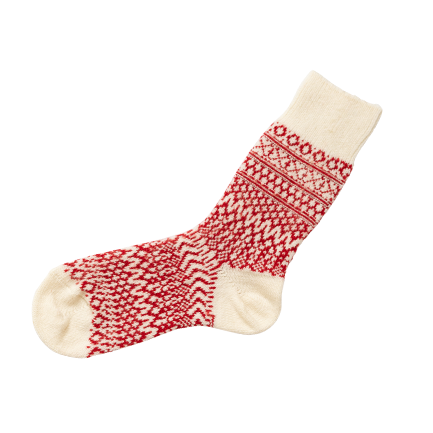 NISHIGUCHI KUTSUSHITA | Oslo Wool Jaquard Socks | Red Sox