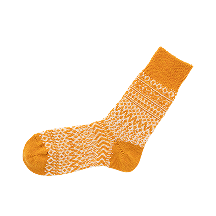 NISHIGUCHI KUTSUSHITA | Oslo Wool Jaquard Socks | Orange