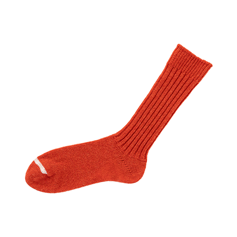 NISHIGUCHI KUTSUSHITA | Wool Ribbed Socks | Shine Red