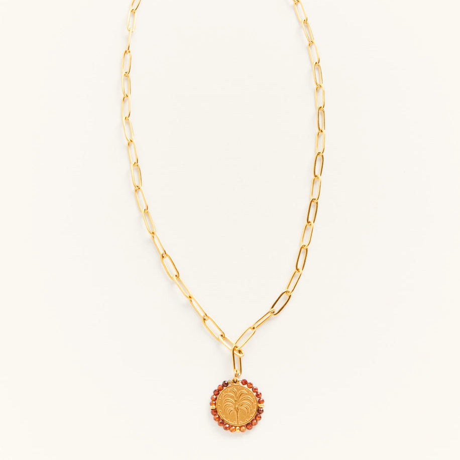 PALAS | Palma Sand Medal Necklace | Gold Plated - LONDØNWORKS