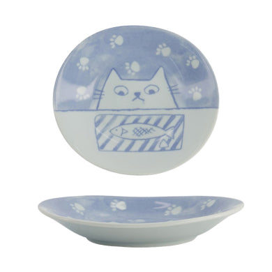 TOKYO DESIGN STUDIO | Neko Maruke Cat Plate | Pale Blue - LONDØNWORKS