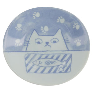 TOKYO DESIGN STUDIO | Neko Maruke Cat Plate | Pale Blue - LONDØNWORKS