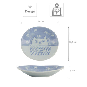 TOKYO DESIGN STUDIO | Neko Maruke Cat Plate | Pale Blue - LONDØNWORKS