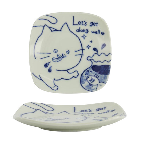 TOKYO DESIGN STUDIO | Neko Maruke Cat Plate | Let's Get Along Well - LONDØNWORKS