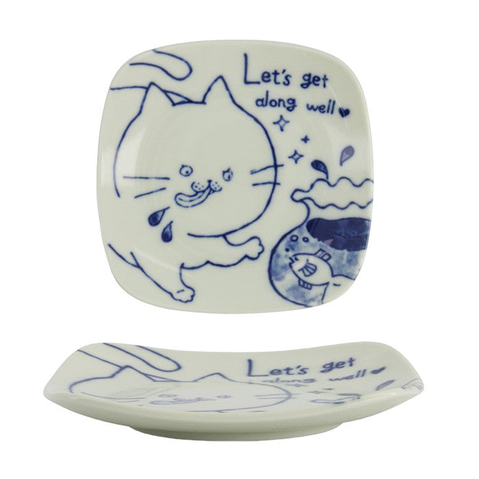 TOKYO DESIGN STUDIO | Neko Maruke Cat Plate | Let's Get Along Well - LONDØNWORKS