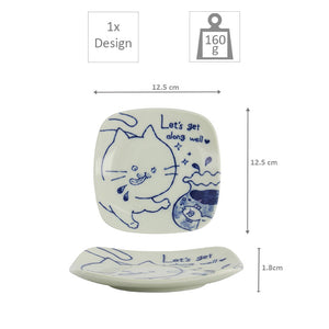 TOKYO DESIGN STUDIO | Neko Maruke Cat Plate | Let's Get Along Well - LONDØNWORKS
